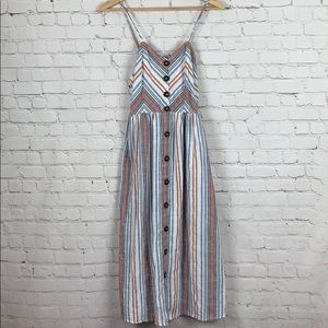 Japna - Striped 100% Cotton Striped Midi Dress